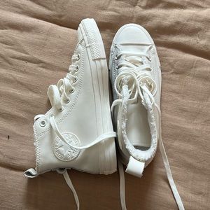 Brand new white leather high top converse sneakers